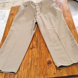 TownCraft Men's Wrinkle Free Cotton Blend Flat Front Pants Elastic waist size 36